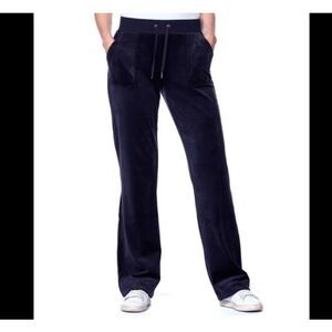 Juicy Couture Classic Velour Del Ray Pants Night Sky Navy Blue Size Medium